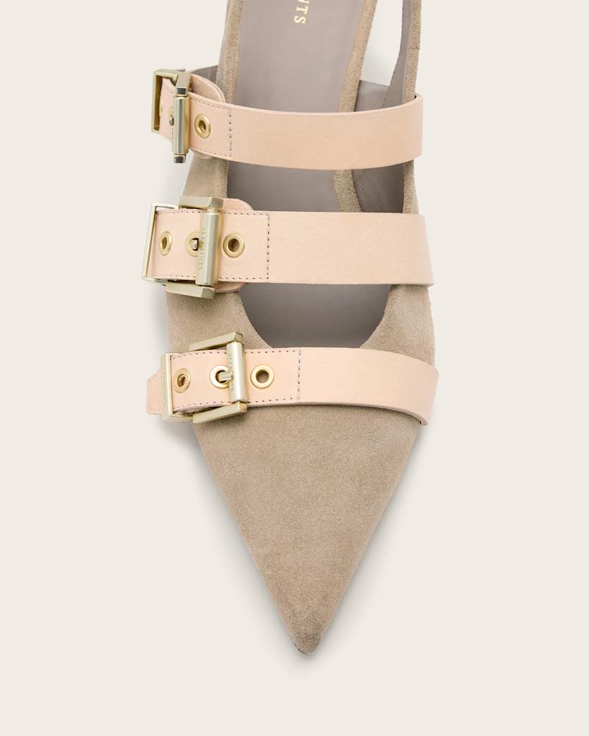 Vivian Leather Buckle Slingback Heels