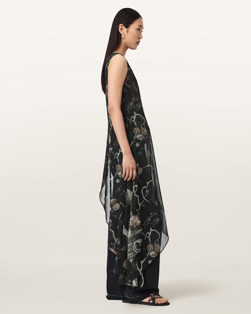 Enola Asymmetric Printed Wrap Top