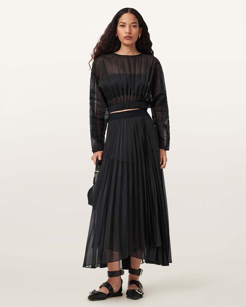 Micaela Pleated Sheer Top