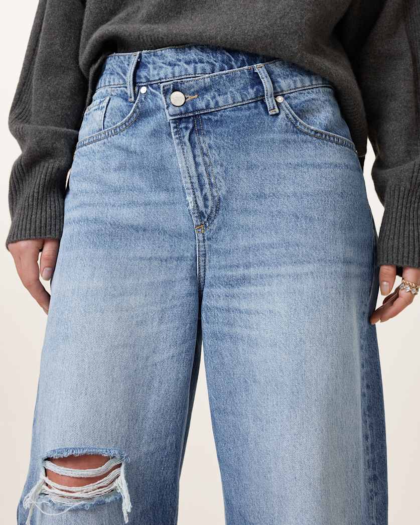 Aki Crossover Wide Leg Denim Jeans
