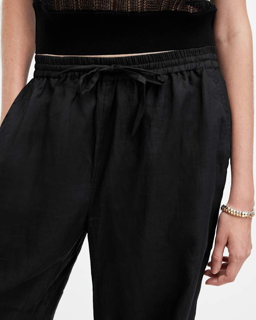 Jade Linen Wide Leg Trousers