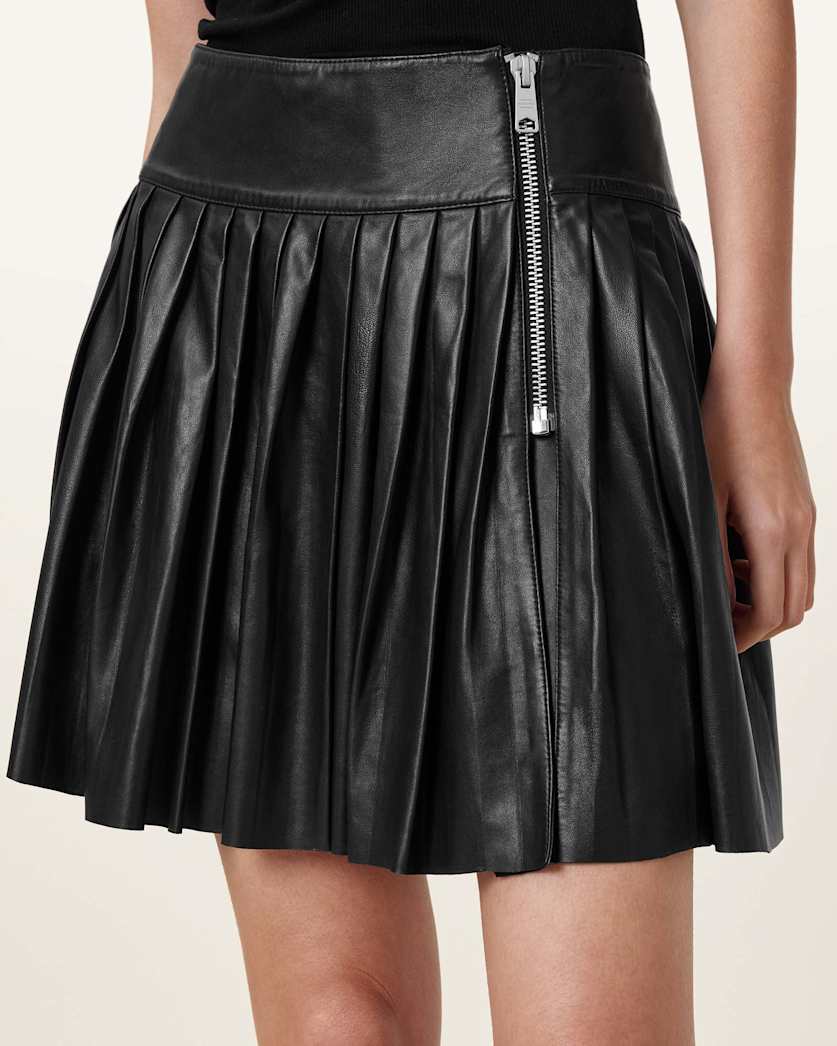 Vena Leather Kilt Skirt