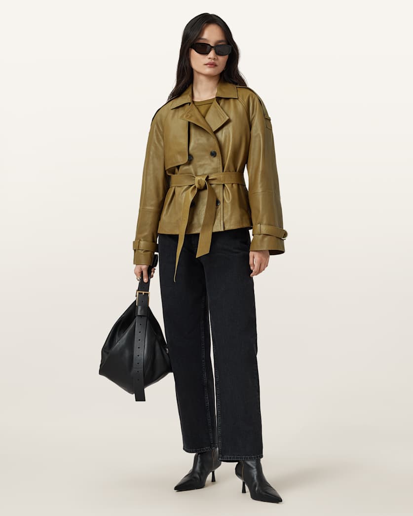 Reed Cropped Leather Trench