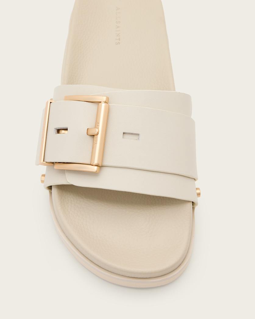 Ellie Studded Buckle Leather Sliders