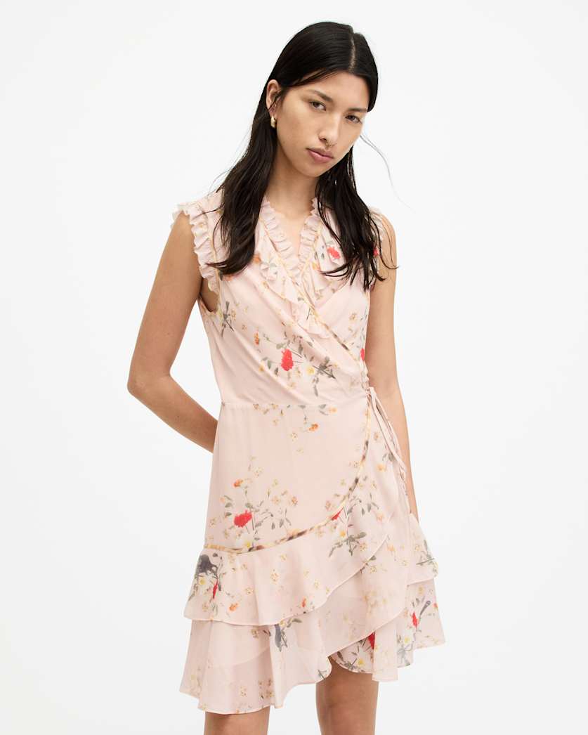Ari Kora Floral Print Ruffle Mini Dress