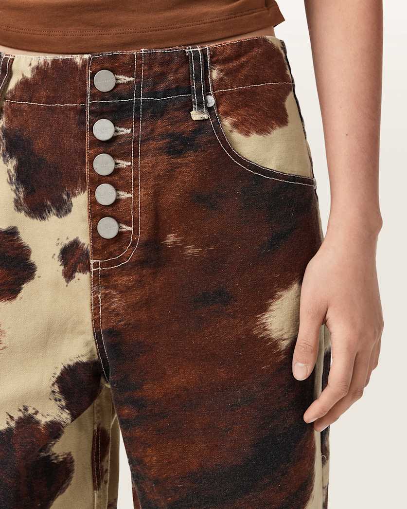 Taya Cow Print Denim Jeans