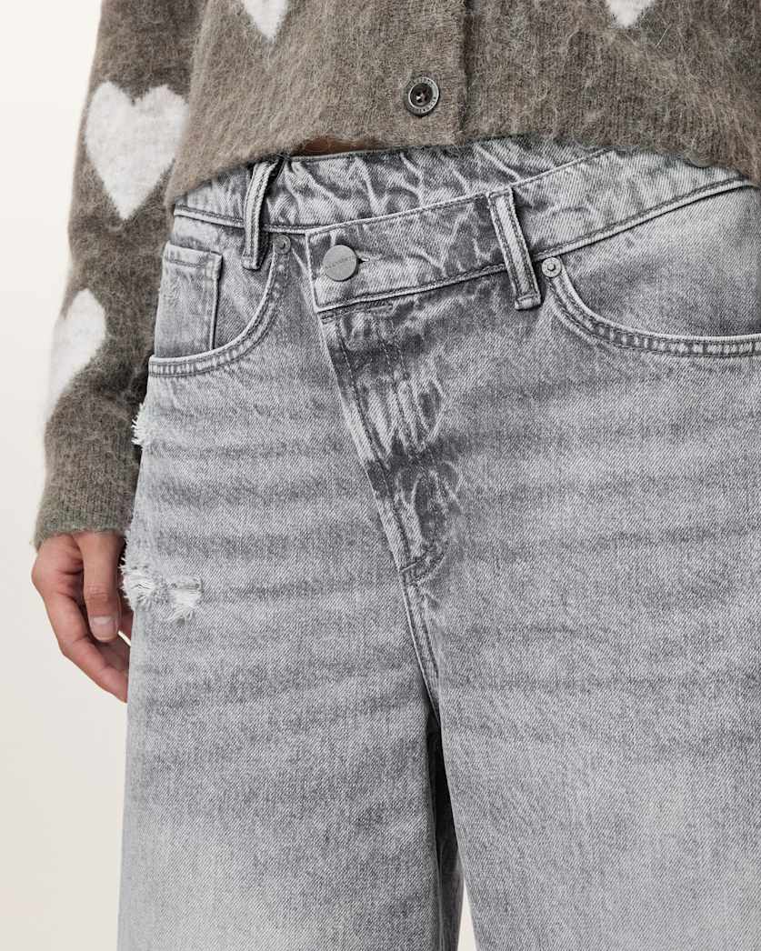 Aki Crossover Wide Leg Denim Jeans