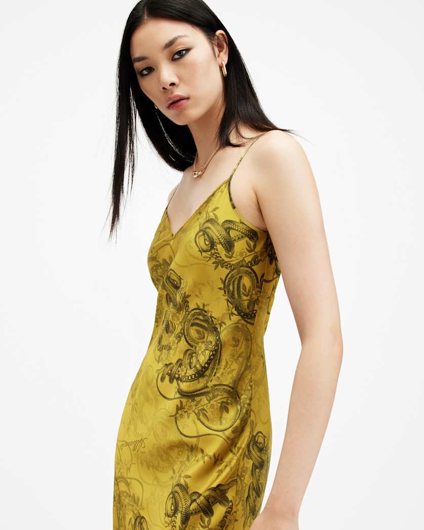 Tiana Slim Fit Printed Midi Slip Dress
