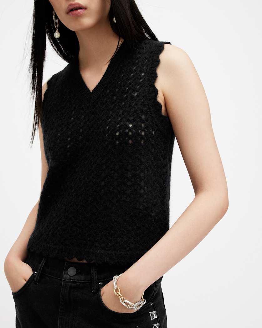 Vivian Open Stitch V-Neck Tank Top