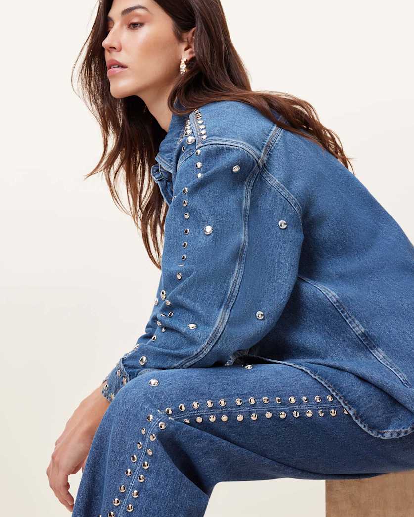 Blake Studded Wide Leg Denim Jeans