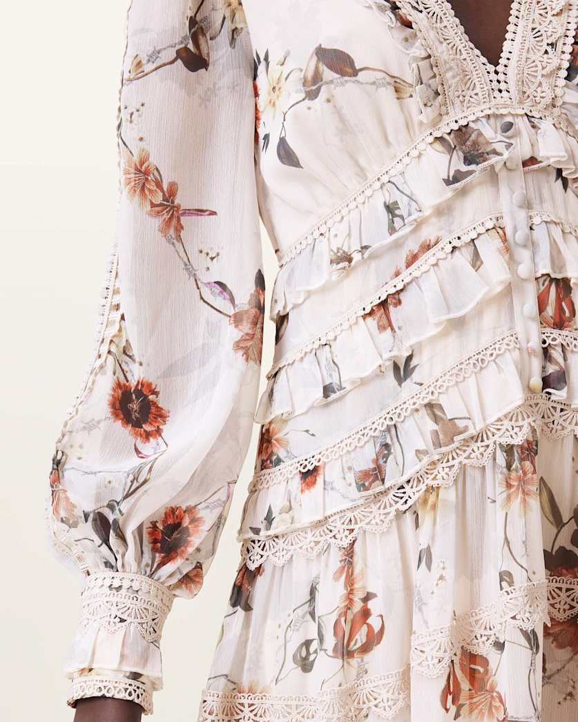 Zora Floral Ruffle Midi Dress