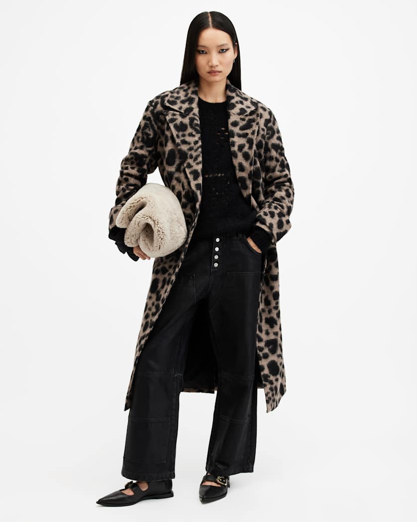 Mabel Leopard Print Oversized Coat