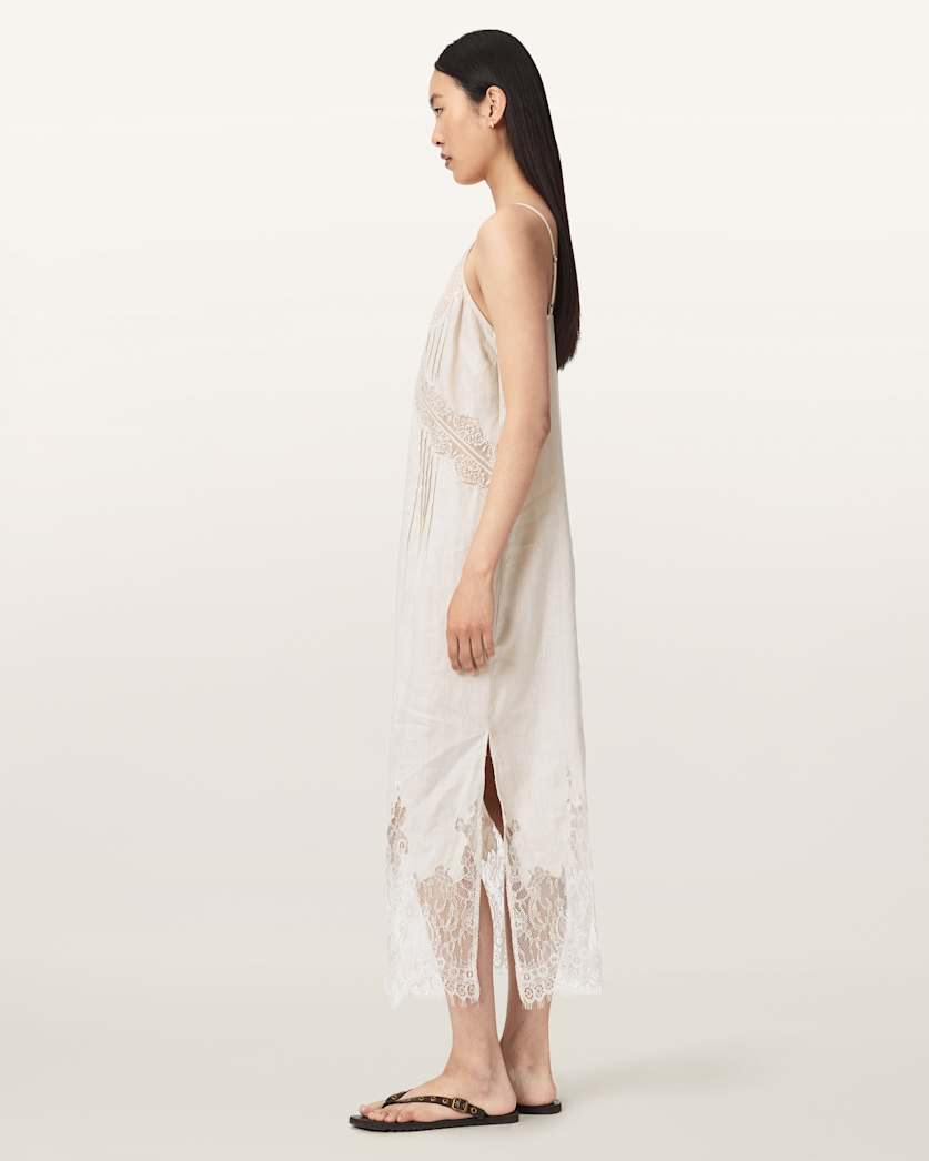 Samia Linen Lace Midi Dress
