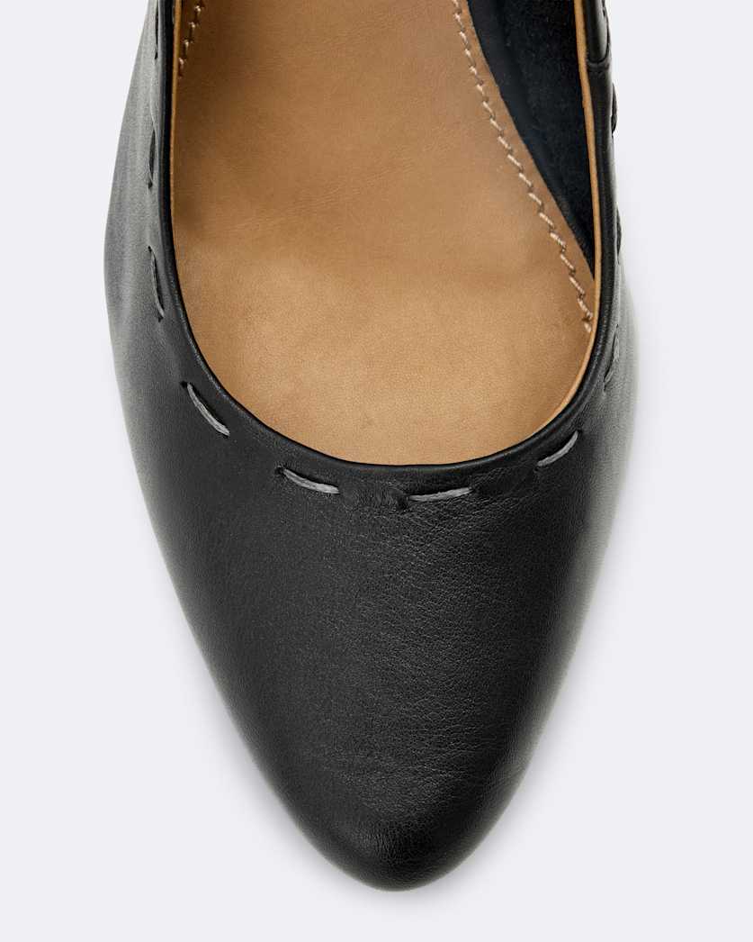 Hand stitch almond toe court shoes