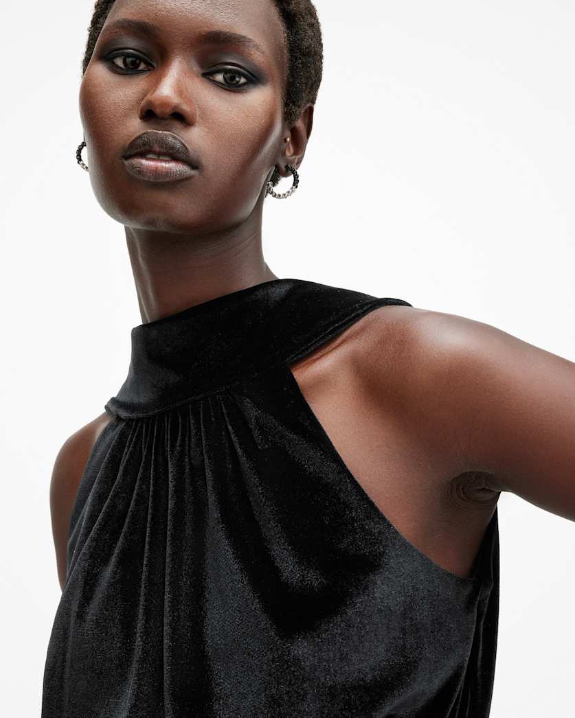 Bellatrix High Neck Velvet Top