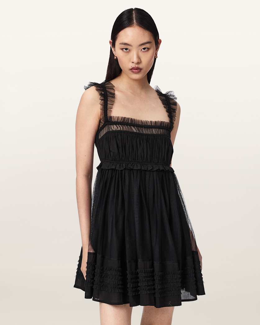 black frill mini dress Lucy