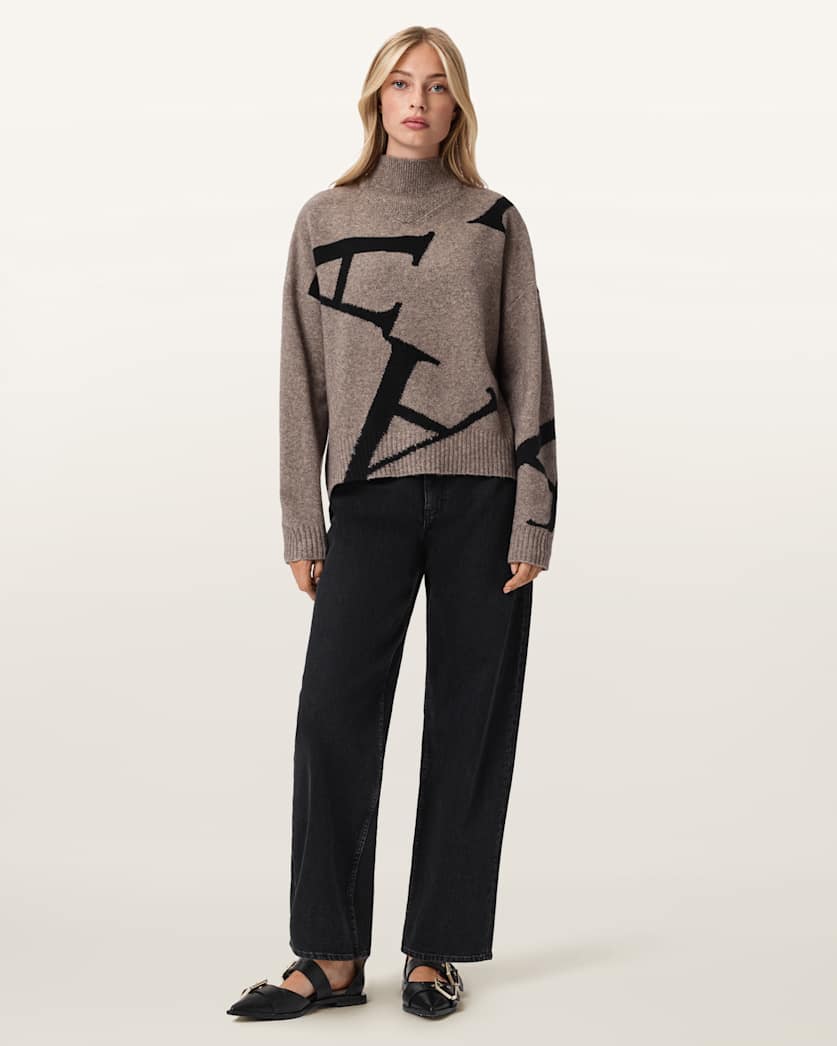 A Star High Neck Jacquard Jumper