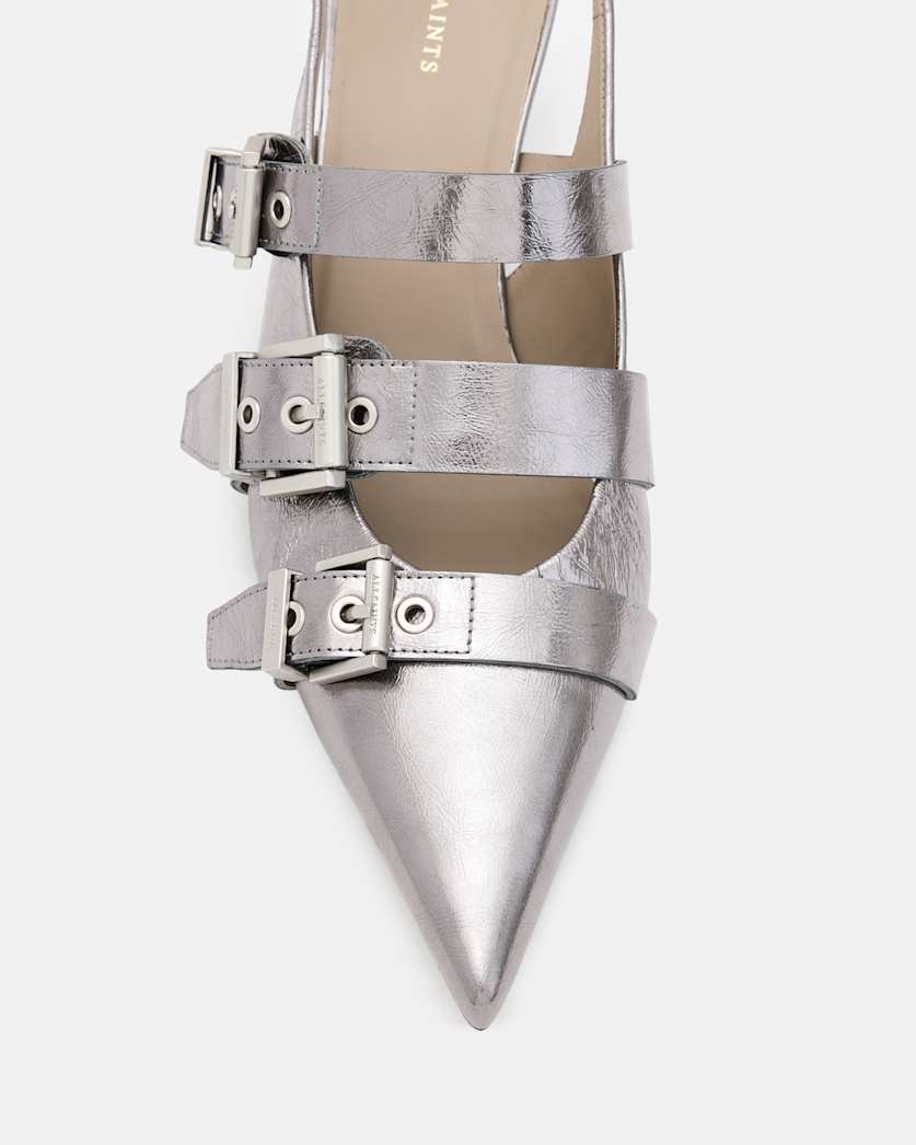 Grace Leather Chain Slingback Heels