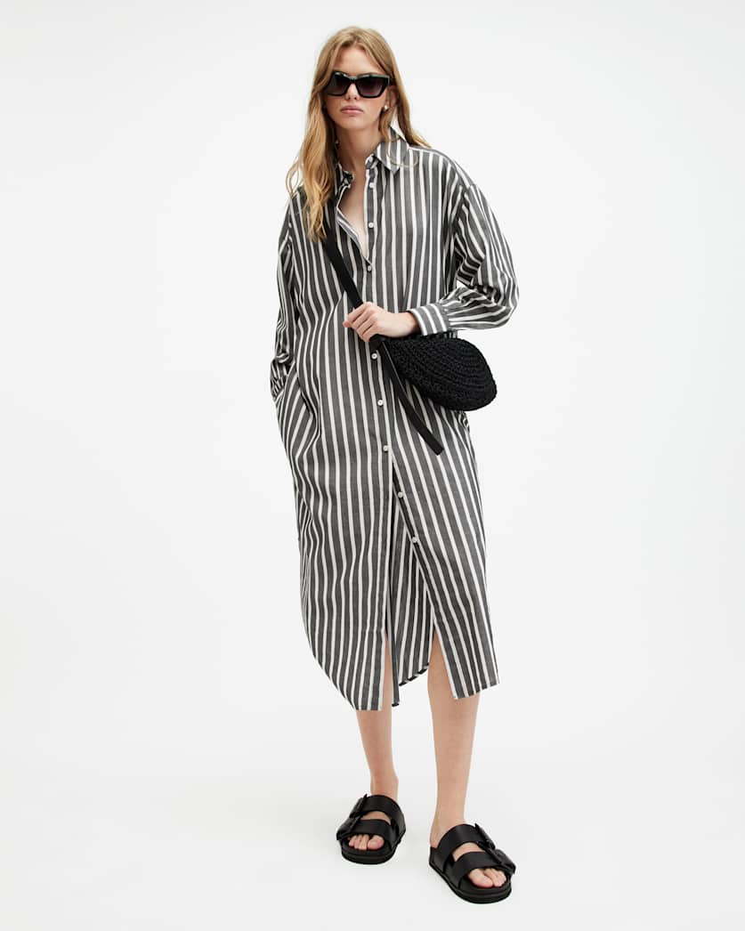 Ani Striped Maxi Shirt Dress