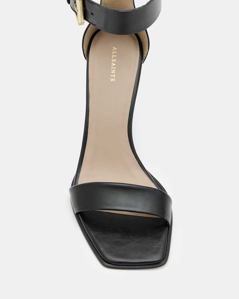 Noir Square Toe Heeled Sandal
