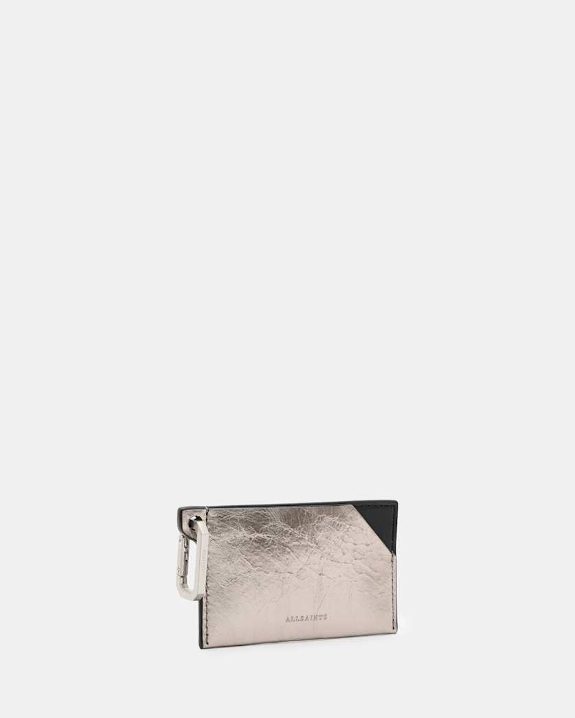 Hex Leather Cardholder Gunmetal Grey ALLSAINTS US