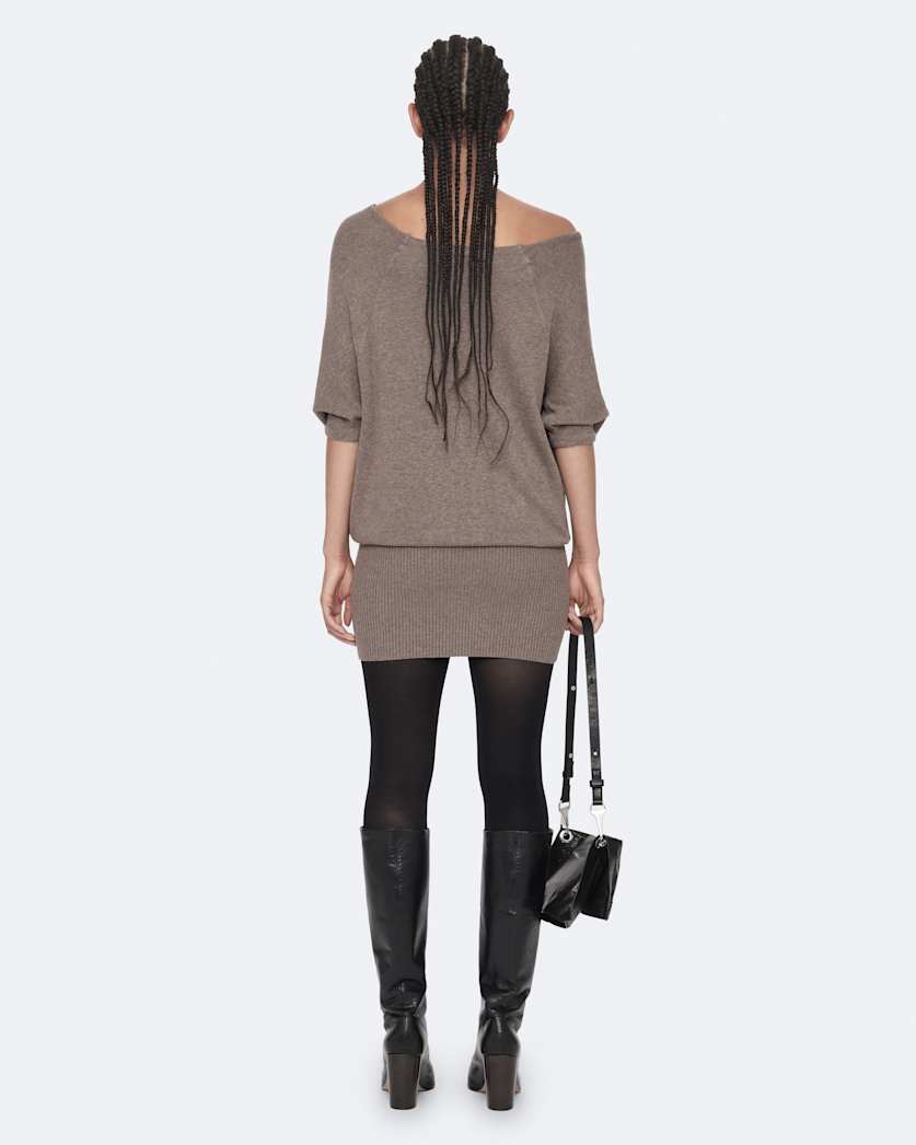 Ellie Asymmetric Knitted Cotton Mini Dress