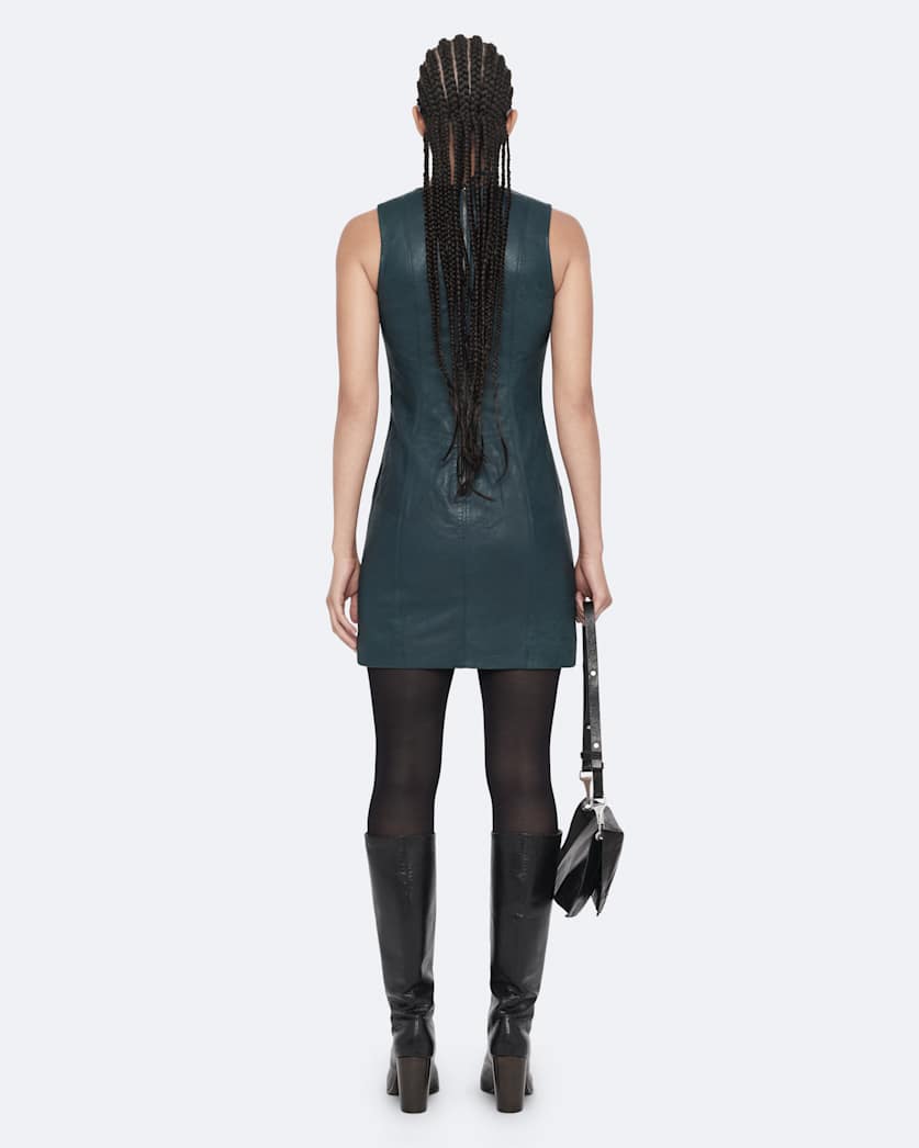 Vee Leather Dress