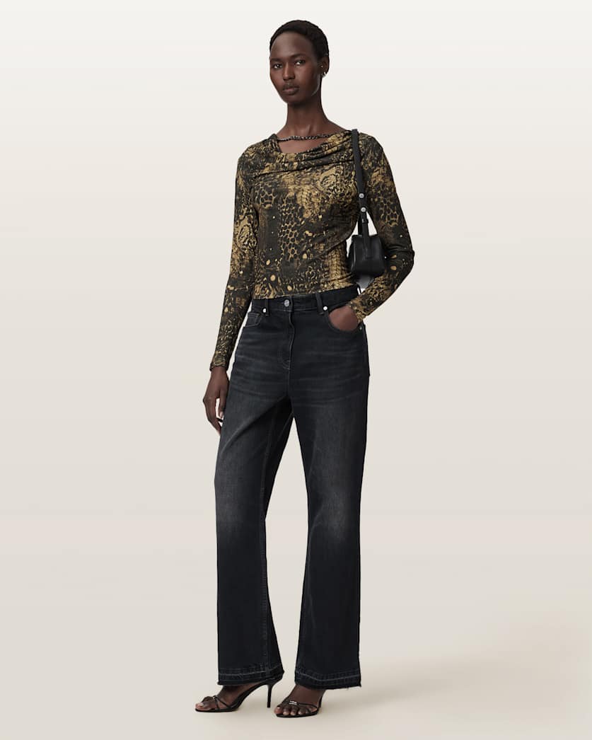 Hallie Cowl Neck Slim Fit Top