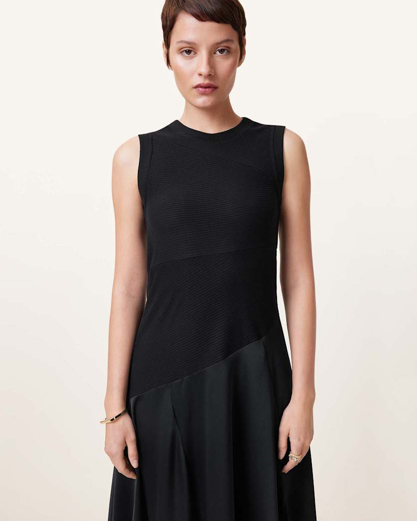 Pia Asymmetric Satin Dress