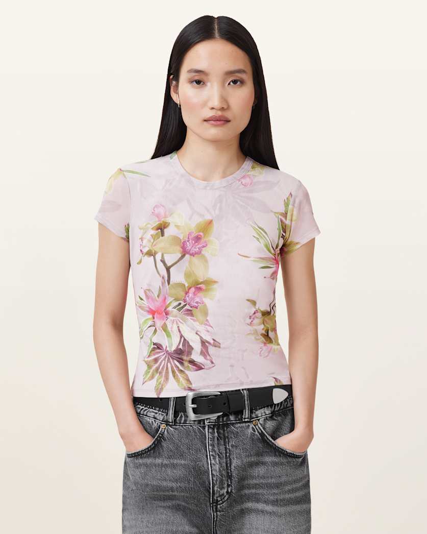 Ellie Floral Print Mesh T-Shirt