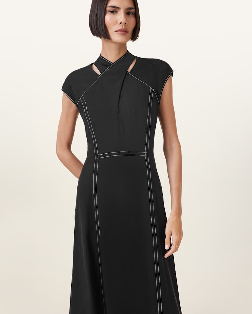 Amari High-Neck Midi Dress