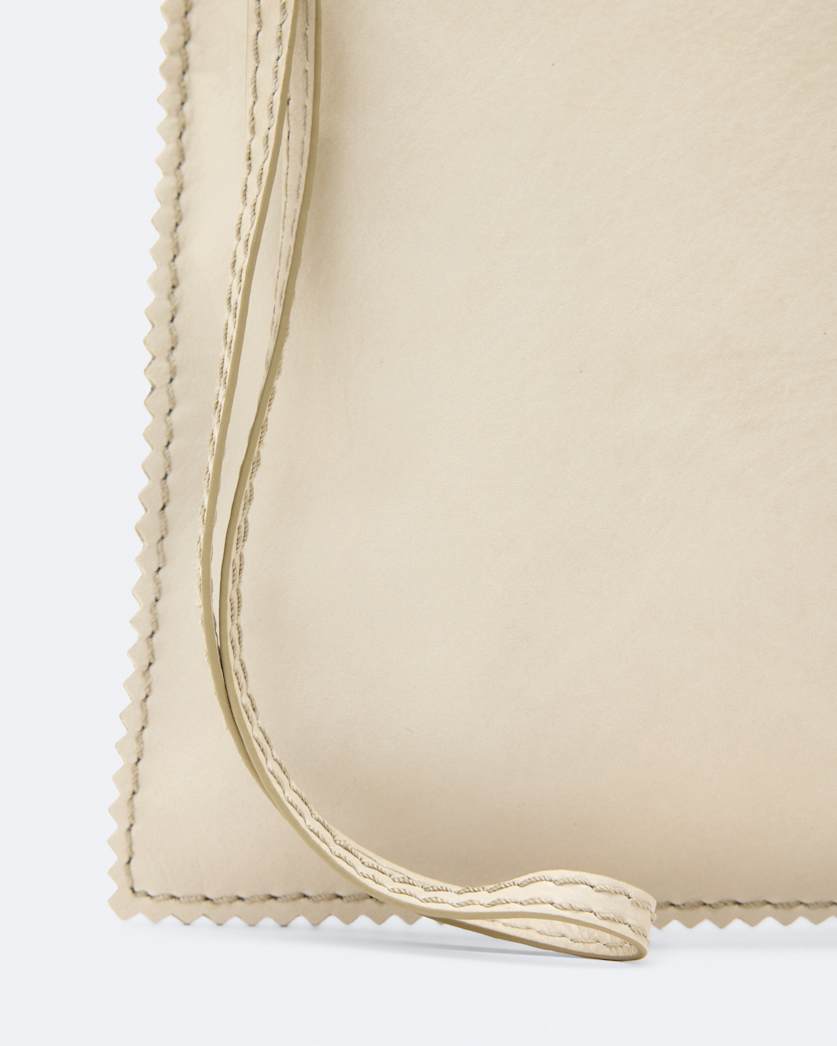 Pinked edge large leather pouch