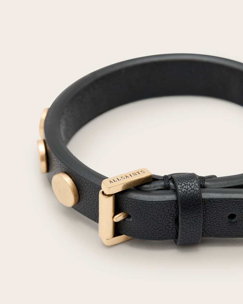 Mica Studded Leather Buckle Bracelet