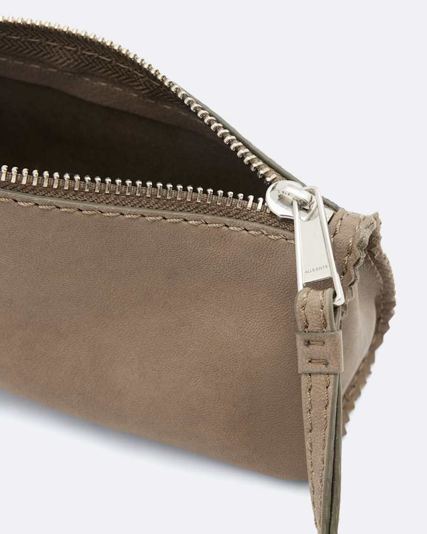 Pinked edge leather pencil case