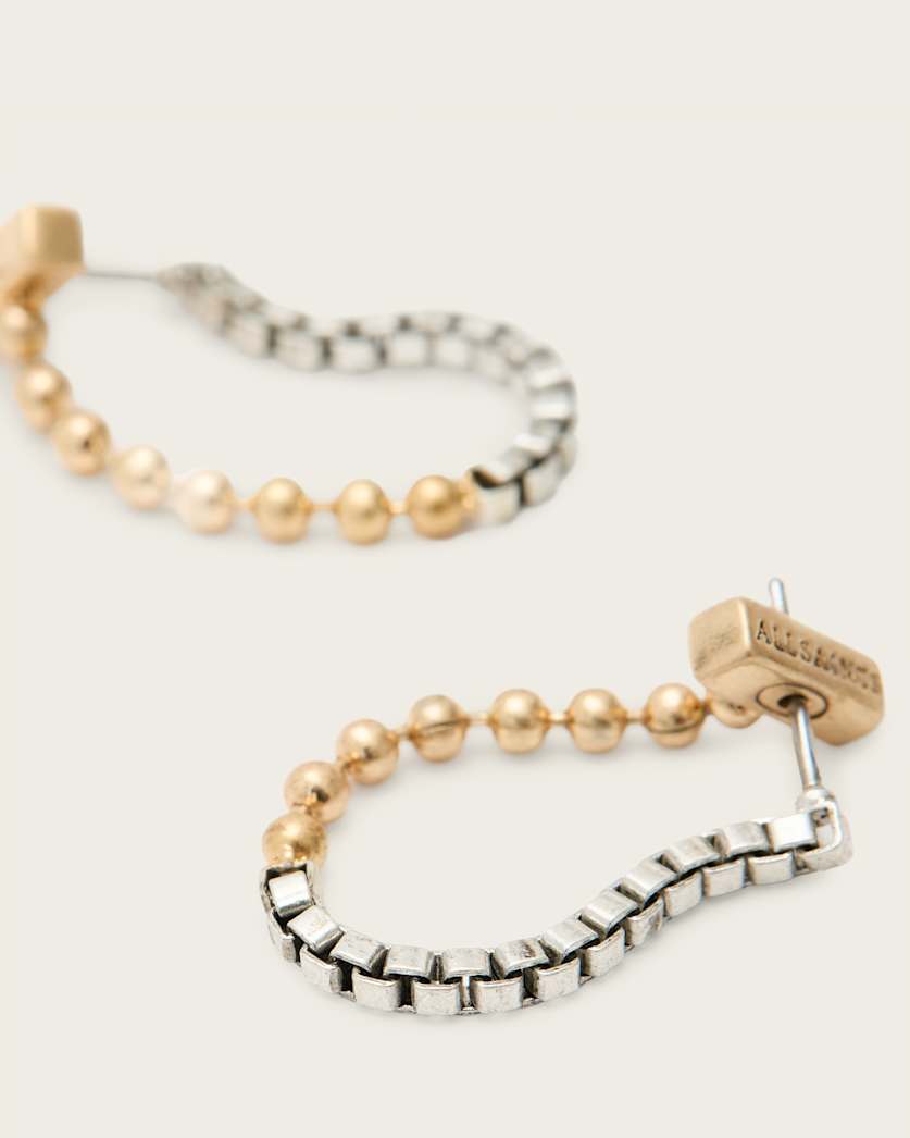 Box Chain Two Tone Ball Earrings