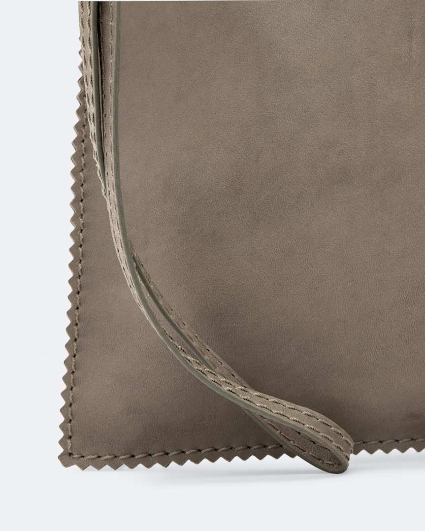 Pinked edge large leather pouch