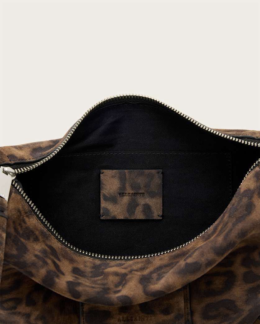 Madea Leopard Print Suede Crossbody Bag