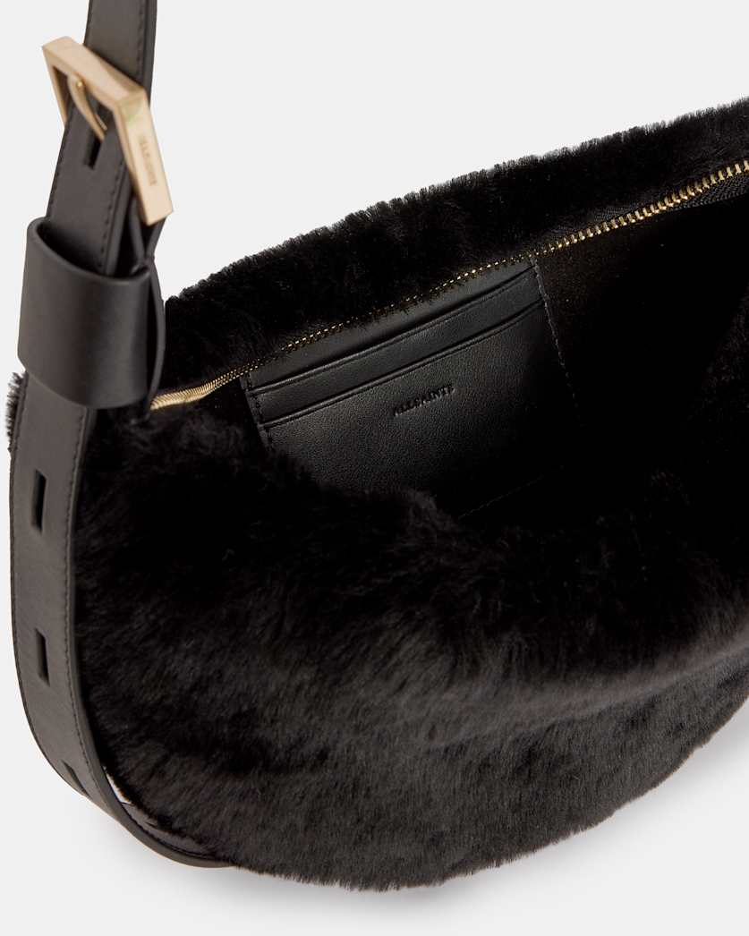 Half Moon Shearling Crossbody Bag