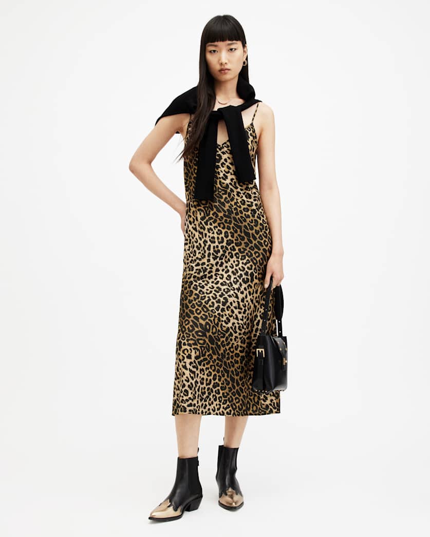 Hera Leopard Print 2-In-1 Midi Dress