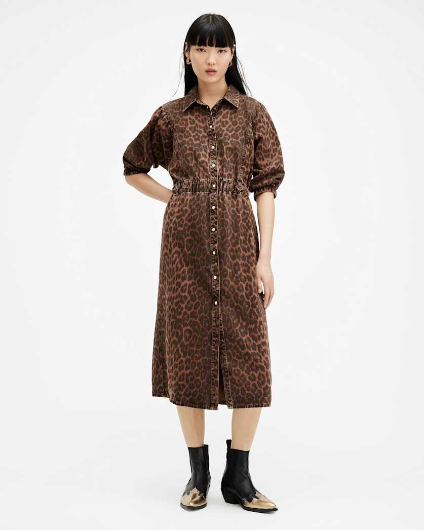 Osa Leopard Print Denim Dress
