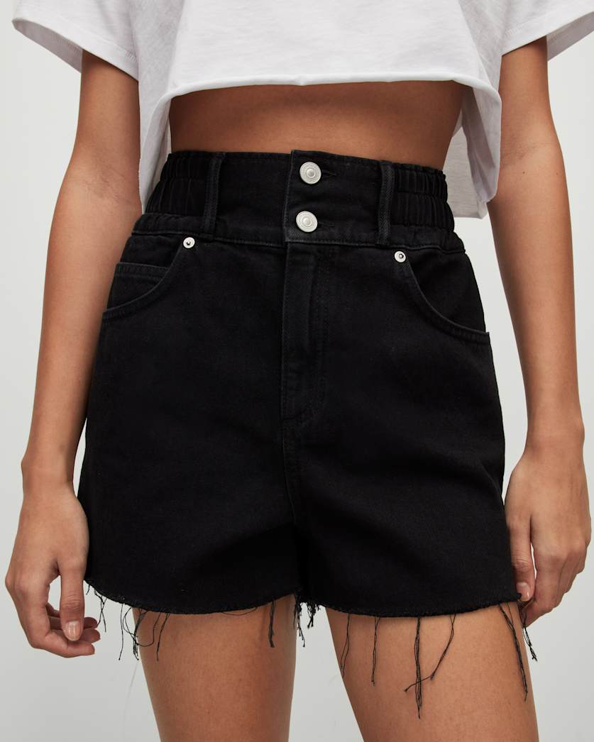 Hailey High-Rise Denim Raw Hem Shorts