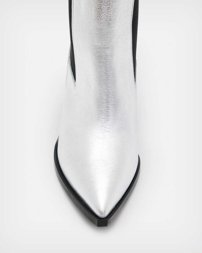 Ria Metallic Leather Heeled Boots