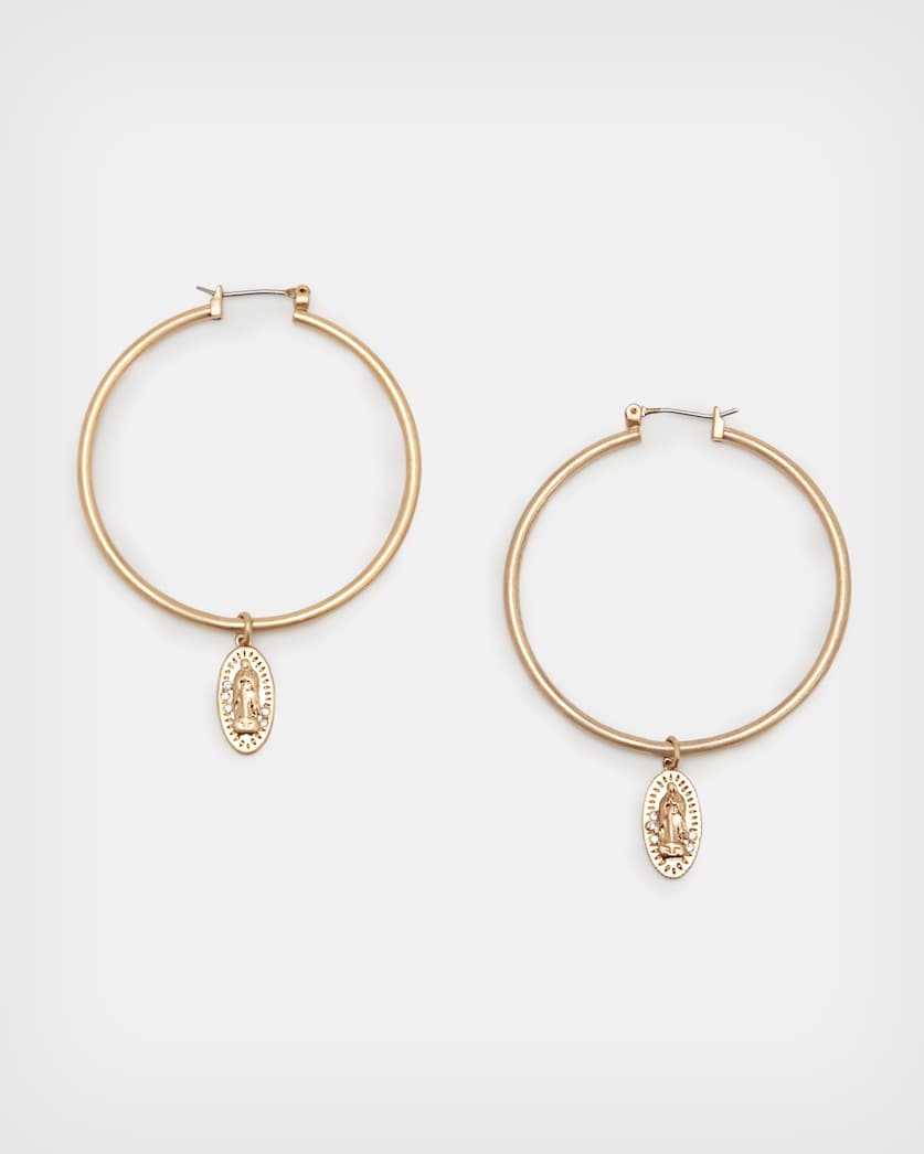 Saint Pendant Large Hoop Earrings