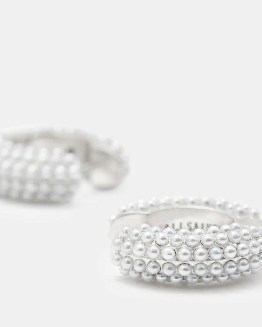 Pearl Chunky Beaded Hoop Earrings