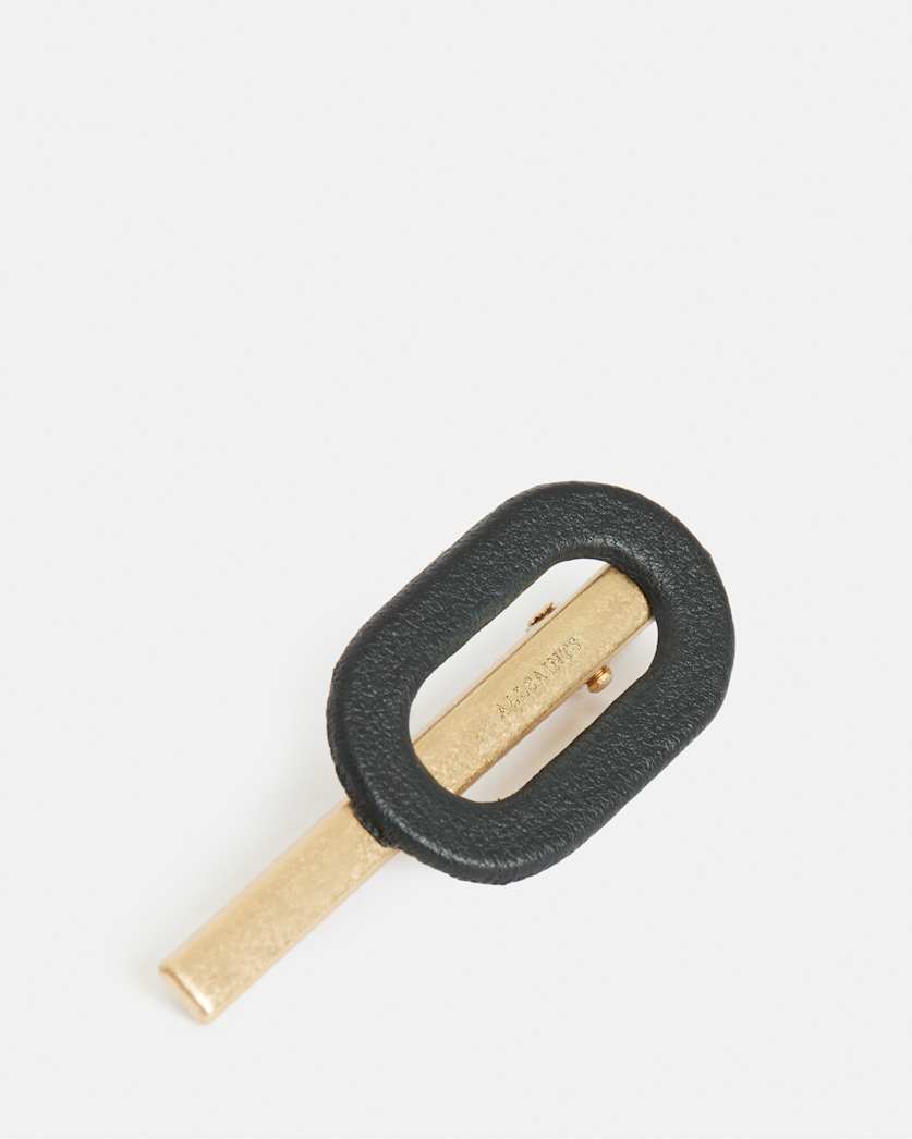 Verona Gold Tone Leather Hair Clip