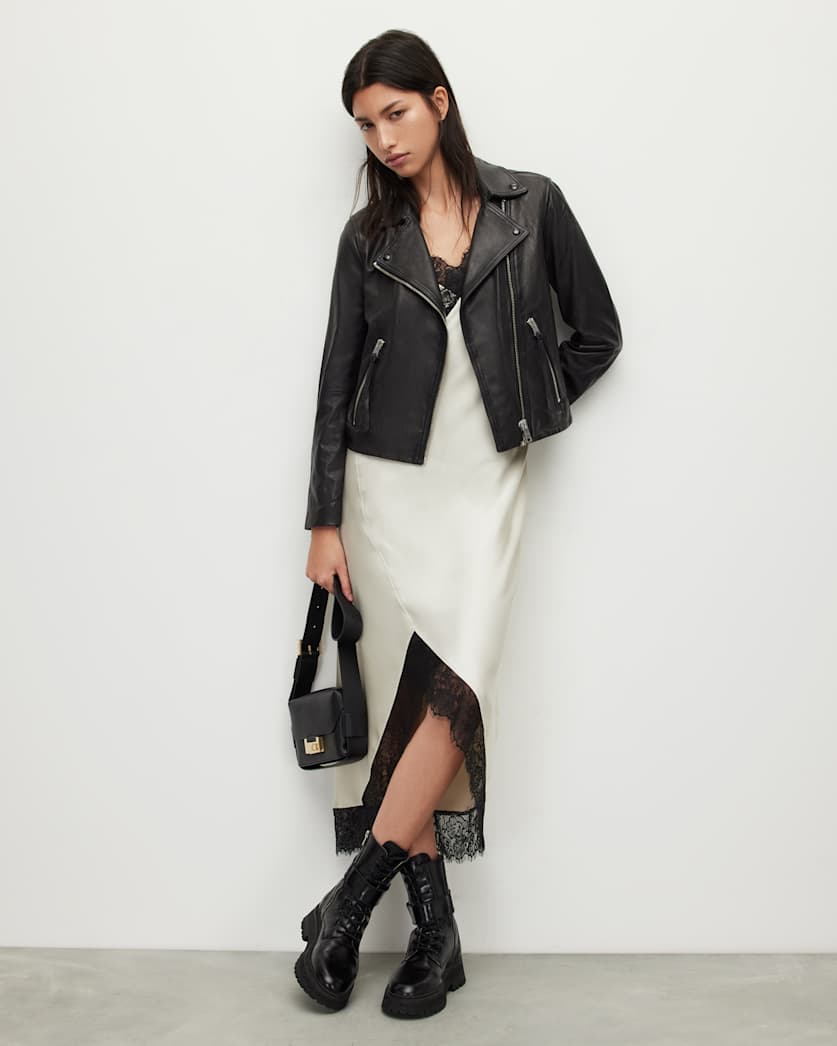 Dalby Slim Fit Leather Biker Jacket