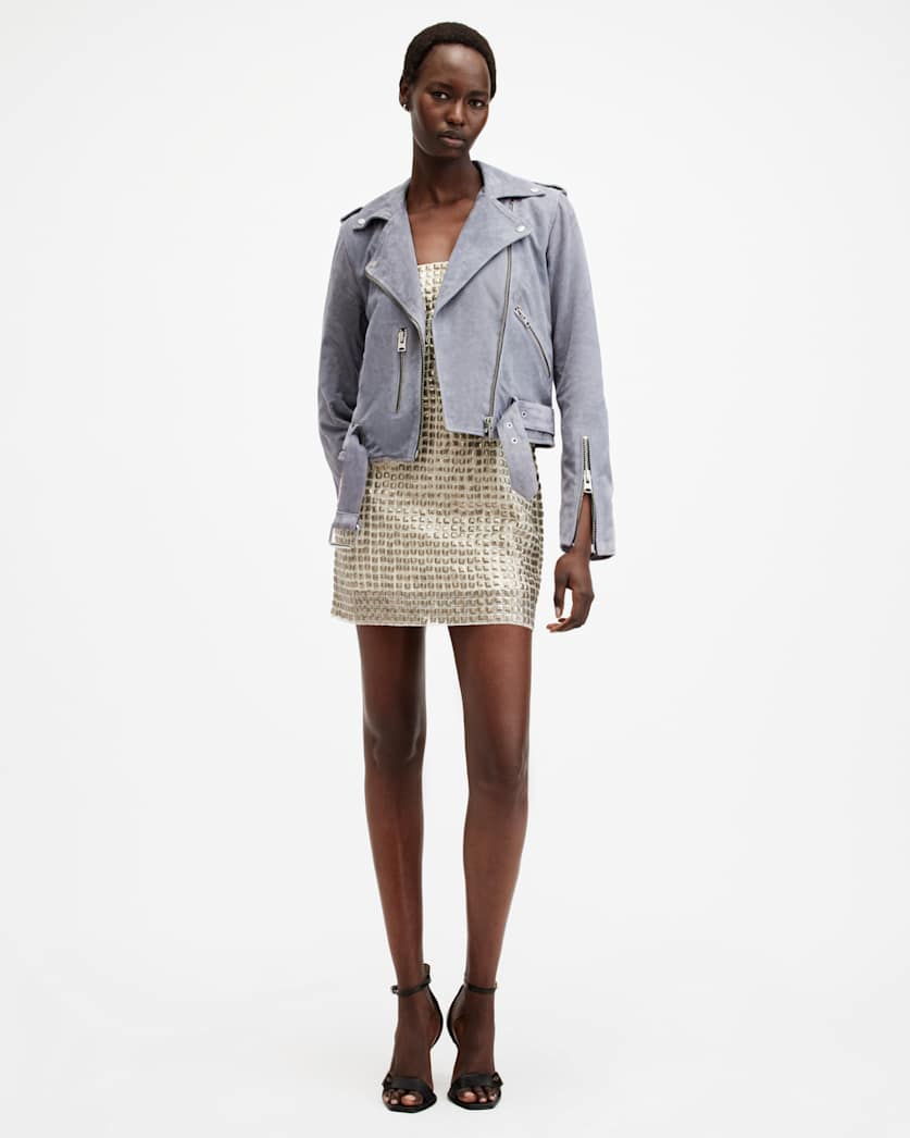 Balfern Belted Suede Biker Jacket