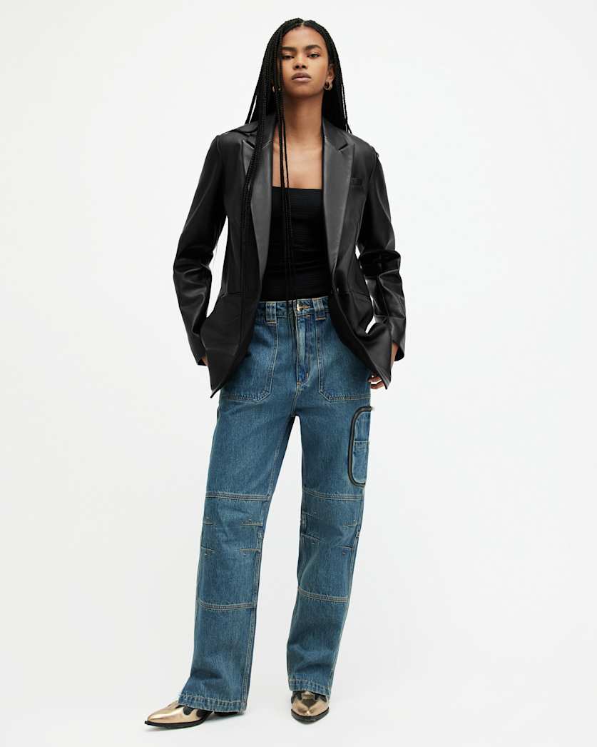 Deri Single Breasted Leather Blazer