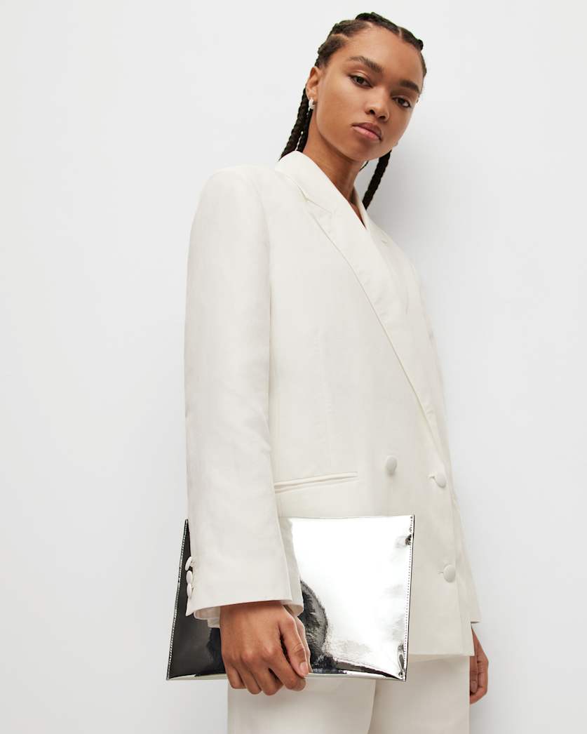 Bettina Metallic Leather Clutch Bag