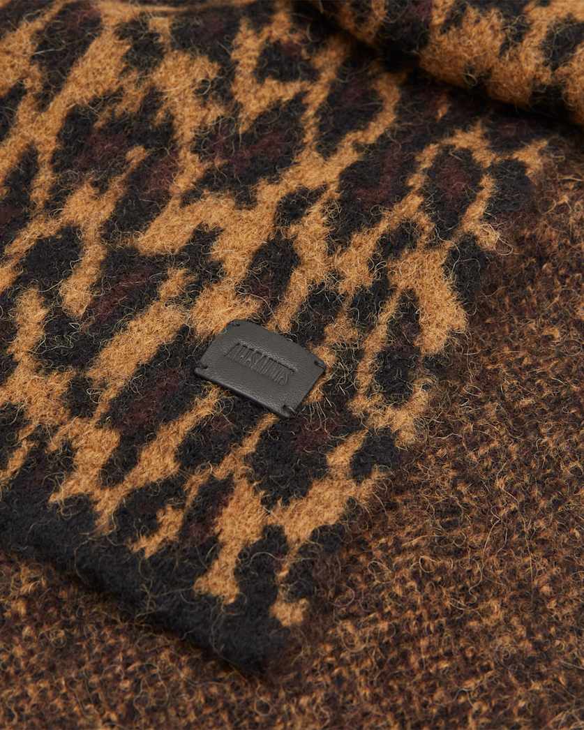 Anita Leopard Print Jacquard Scarf